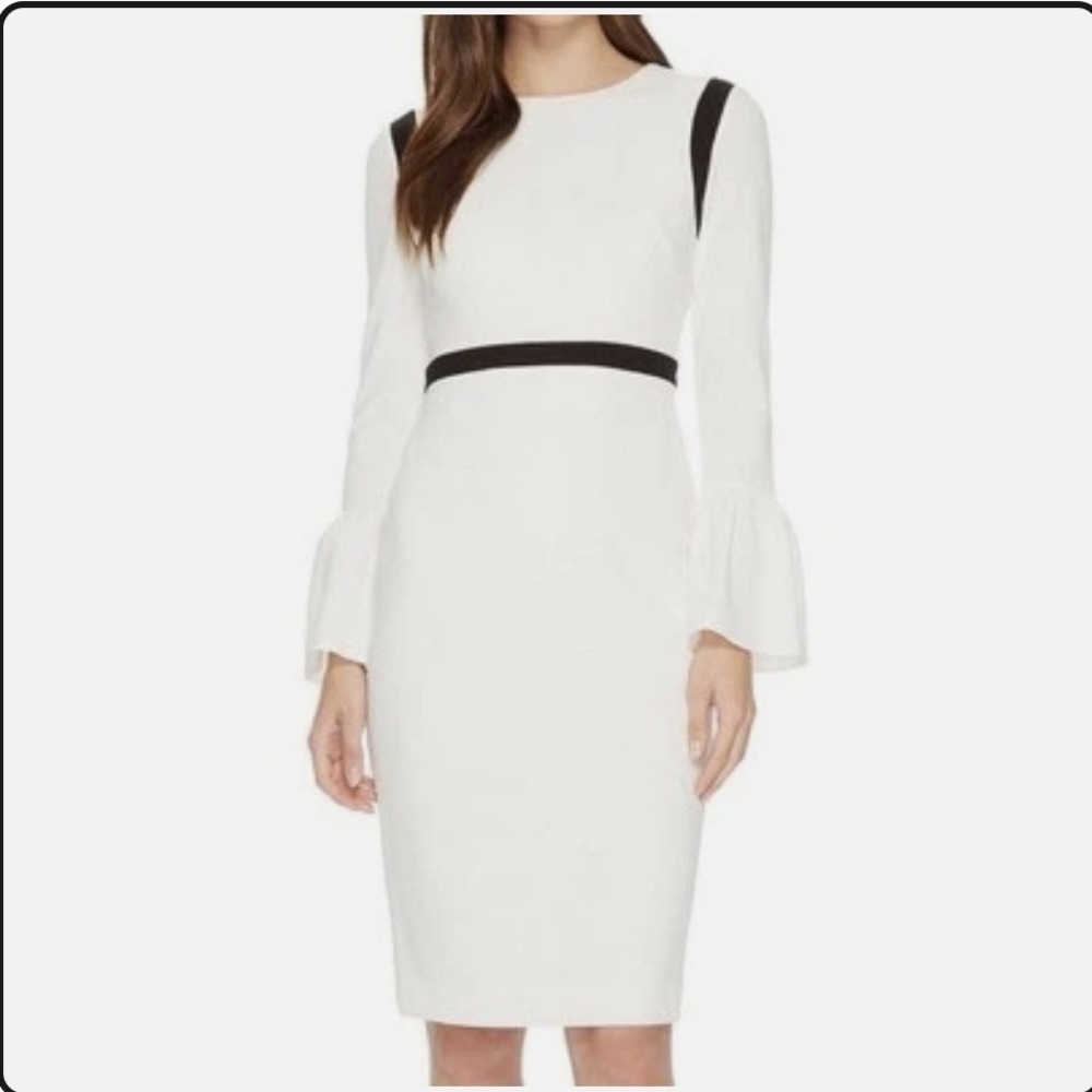 Calvin Klein White Dress with Black Accents
